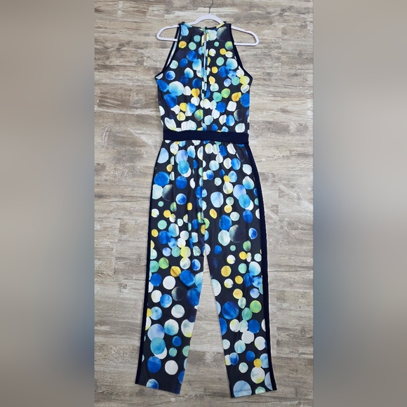 Rebecca Baldi Italy Polka Dot Colorful Sleeveless Jumpsuit Women's Size US 8 - Picture 2 of 11